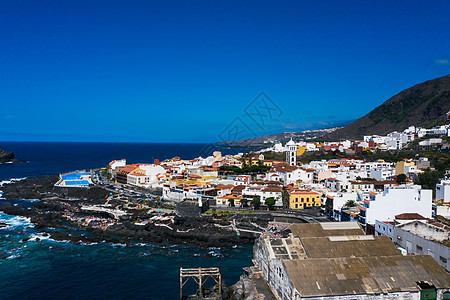 西班牙加那利群岛特内里费岛的海滩 加那利群岛加拉奇科鸟瞰图太阳热带海岸旅游村庄旅行蓝色海洋城市天空图片