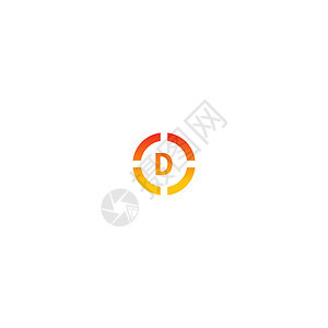 渐变颜色的 Circle D 标志字母设计概念互联网衬线体奢华艺术商业标题圆圈技术插图营销背景图片