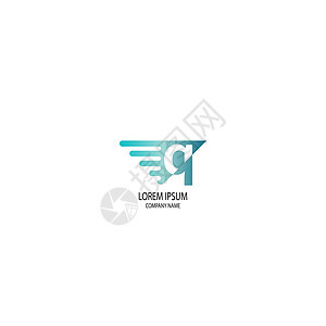 三角 Q 标志字母设计网络营销互联网标题公司品牌三角形技术插图黑色背景图片