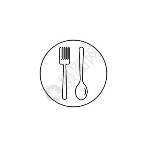 咖啡馆或餐馆的抽象标志盘子餐饮早餐午餐标签烹饪餐厅黑色刀具勺子图片