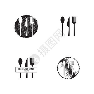 咖啡馆或餐馆的抽象标志菜单正方形用餐食物盘子烹饪团体午餐标签餐厅图片