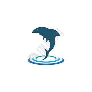 鲨鱼标志矢量模板鲸鱼潜水海浪海洋插图动物群捕食者蓝色生活旅行图片