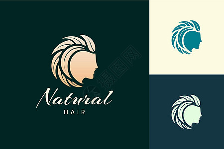 用于沙龙和美容麸皮的带头和叶毛的美发师标志图片