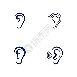 听力图标说明模板 vecto耳朵标识援助医生收音机插图卡通片耳塞解剖学海浪图片