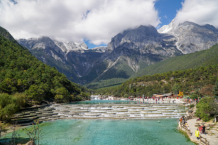 白水河或白水河 玉龙雪山 李江 日南 中国背景图片