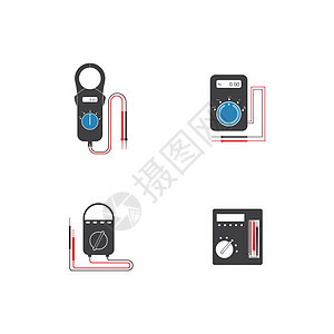 数字万用表标志矢量模板电池插图仪表接线电压技术金属反抗展示测试员图片
