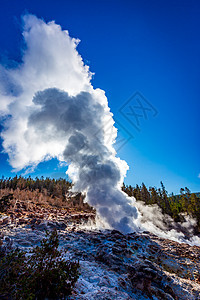 黄石公园的蒸汽船Geyser号温泉风景汽船盆地蒸汽背景图片