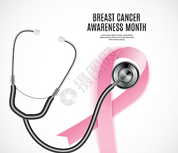 乳腺癌宣传月粉红丝带背景 矢量图案制作插图药品疾病生存徽章标签医疗组织胸部帮助图片