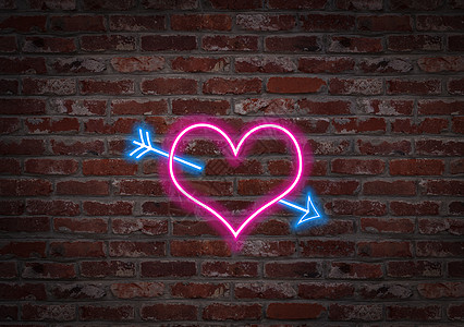 在砖墙上形成耳形光亮号写作恋爱原则图片