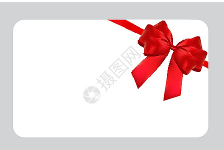 配有红弓和丝带的空白礼品卡模板 您的业务矢量说明礼物红色折扣代金券价格卡片优惠券证书横幅促销图片