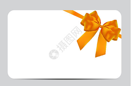 带有橙弓和丝带的空白礼品卡模板 您业务的矢量说明代金券优惠券展示卡片金融商业礼物价格标签橙子图片