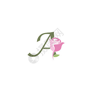 带玫瑰图标标志矢量模板的字母 A精品沙龙花园数字插图叶子品牌商业植物字体图片
