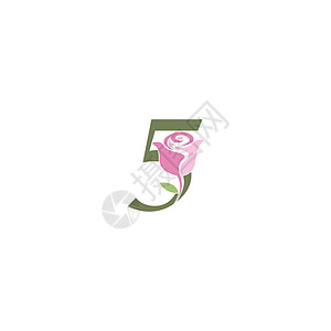 号与玫瑰图标标志矢量模板商业植物艺术花园化妆品沙龙数字品牌字母叶子图片