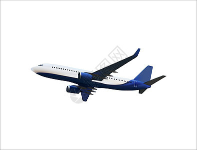 在白色和蓝色着色的空气中飞行的飞机的逼真 3D 模型 它制作图案矢量图片