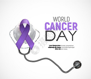世界癌症日概念与薰衣草丝带 矢量图治疗药品疾病帮助胸部紫色活动斗争狼疮世界图片