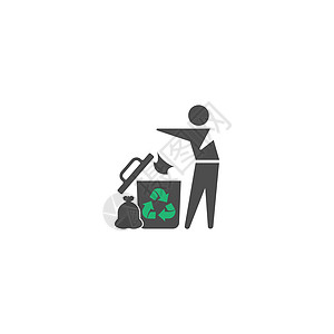 垃圾和人图标 vecto活力回收篮子环境地球垃圾桶生态按钮产品力量图片