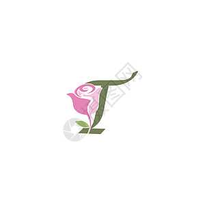 带玫瑰图标标志矢量模板的字母 T温泉字体艺术品牌商业精品植物奢华数字化妆品图片