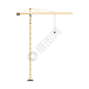 用于建造在白色背景上隔离的高层建筑的塔式起重机 矢量图图片