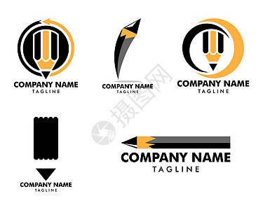 铅笔图标矢量标志模板集工具办公室网络互联网工作室学校品牌商业大学网站背景图片