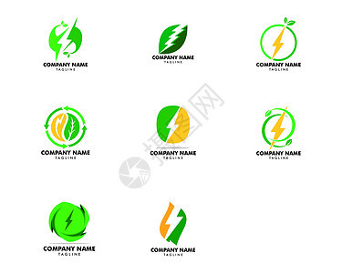 绿色电力能源标志设计元素集图片