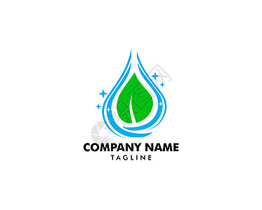 水滴叶自然标志设计模板活力液体插图海浪标识蓝色植物商业公司生态图片