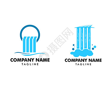一组瀑布标志图标矢量它制作图案图片
