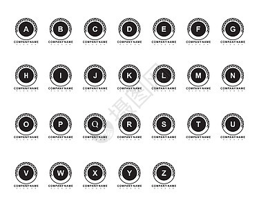 带有抽象圆圈的首字母徽标集公司标识品牌营销身份插图商业艺术技术卡片图片