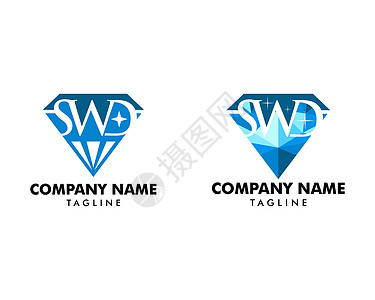 首字母 SWD 钻石形状标志模板设计集图片