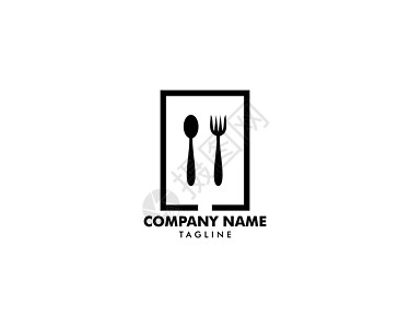 Logo 餐厅与 cutleryA 勺子和叉子矢量它制作图案标签厨师标识午餐插图服务餐具早餐用餐烹饪图片