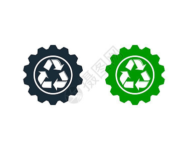 回收和齿轮图标矢量徽标模板插图设计图片