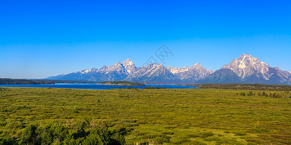 杰克逊湖上的泰顿山脉风景旅游地点水平草地地方地标山脉图片