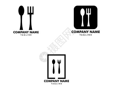 一套标志餐厅与 cutleryA 勺子和叉子矢量它制作图案图片