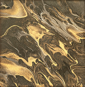 Fluidart 风格的抽象背景 用于背景横幅海报绘画的黑白和金色图片