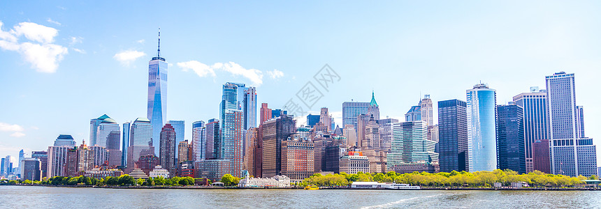 美国纽约市金融区和下下曼哈顿市 市区的天际线图片
