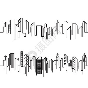 城市建筑线条艺术矢量插图模板办公室天际全景街道基础设施活力市中心公园建筑学生态图片