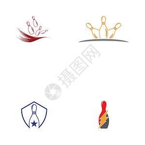 设定保龄比针 Logo 模板矢量竞赛白色运动插图胡同车道活动乐趣罢工别针图片