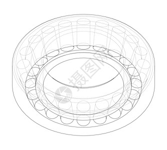 滚子轴承 韦克托草图建造插图渲染机械变速箱绘画工业圆圈技术图片