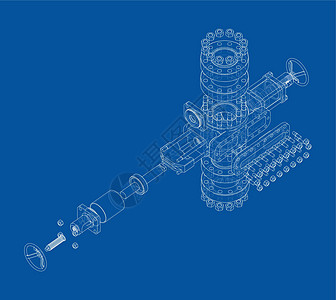 防喷器  3 的矢量渲染钻孔活力软管钻头蓝图管道燃料海湾油田控制图片