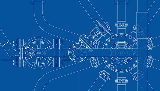 阀门等工业设备 韦克托蓝图草图金属海关管子燃料力量插图压力蓝色图片