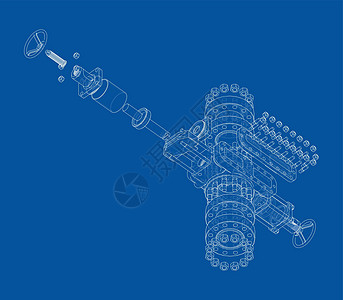 防喷器  3 的矢量渲染阀门管道井口流动气体钻杆测量场地海湾油田图片