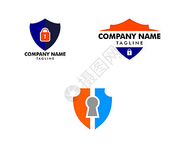 盾牌标志图标设计模板元素钥匙网络身份数据插图秘密密码挂锁商业标识图片