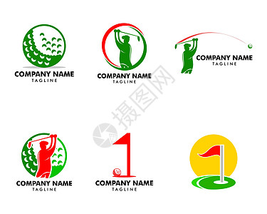 一套高尔夫俱乐部标志设计模板矢量图图片