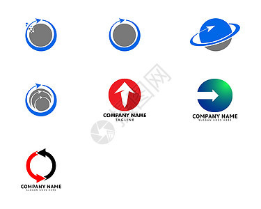 一套圆圈箭头标志模板矢量设计插图品牌圆形身份标识环形技术公司经济进步图片