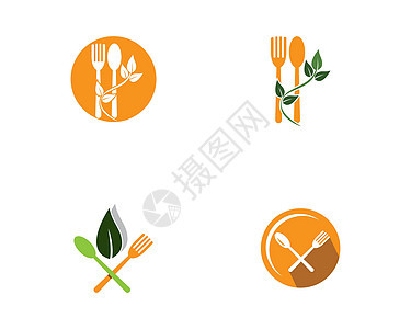 食品标志模板商业插图盘子服务环形烹饪厨房刀具勺子美食图片
