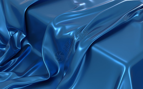 蓝色背景飘逸的衣服3d渲染流动漩涡曲线材料运动创造力皱纹海浪波浪状丝绸图片