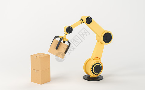 机械臂拾取box3d渲染图插图金属工厂自动机智力机器技术生产发明科学背景图片