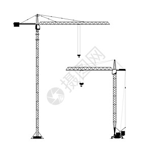 现代塔式建筑起重机的矢量图标集图片