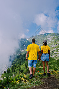 瑞士阿尔卑斯山的巨型岩层 独特的山峰 萨克斯卢克的瑞士阿尔卑斯山花朵远足山脉悬崖草地峡谷风景岩石山脊旅游图片