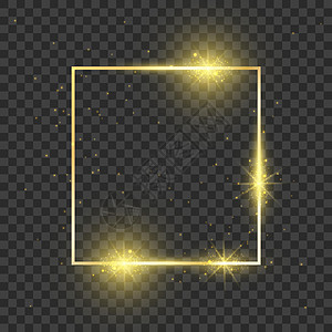 金色方形框架 发光效果矩形闪亮形状 黑暗魔法豪华魔法装饰图片