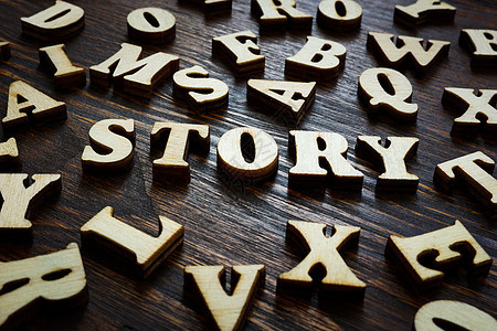 木头文字的故事是讲故事的概念图片